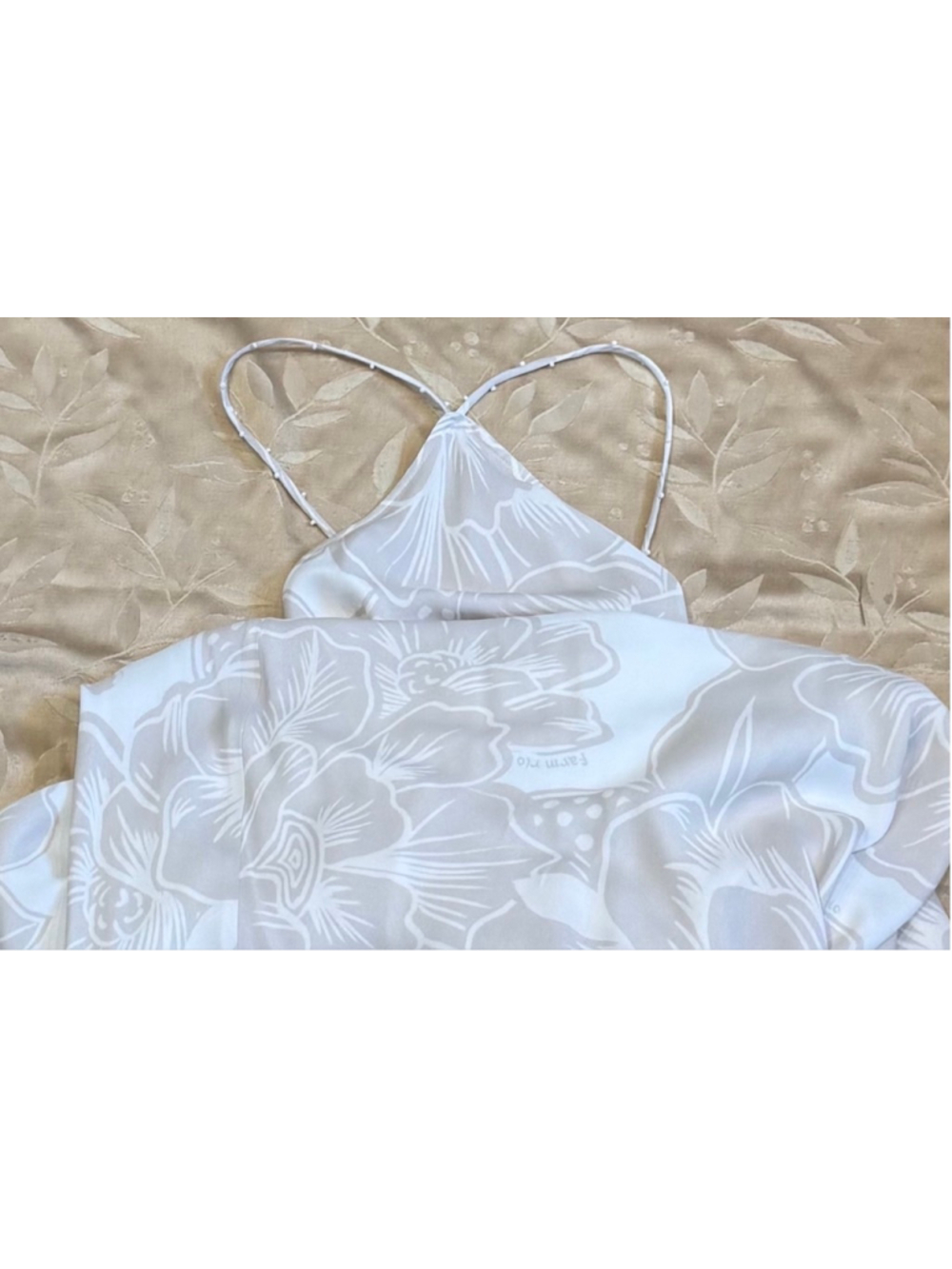 FARM Rio Off-White Beaded Halter Silk-Blend Resort Maxi Dress XL NWT - Picture 5 of 10